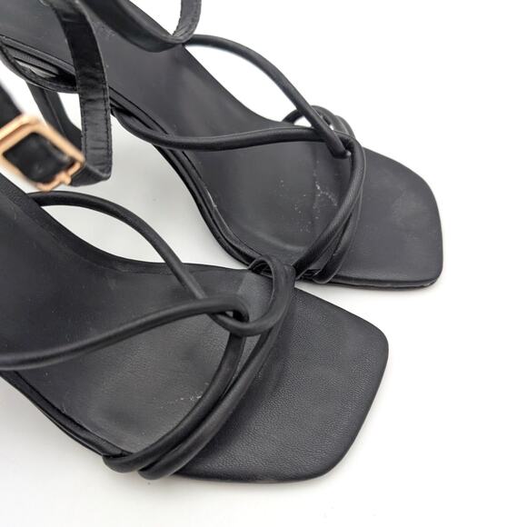 Open Edit Rachel Heel Sandal Square Open Toe Women's Black Size US5.5M EU36 - Picture 9 of 9